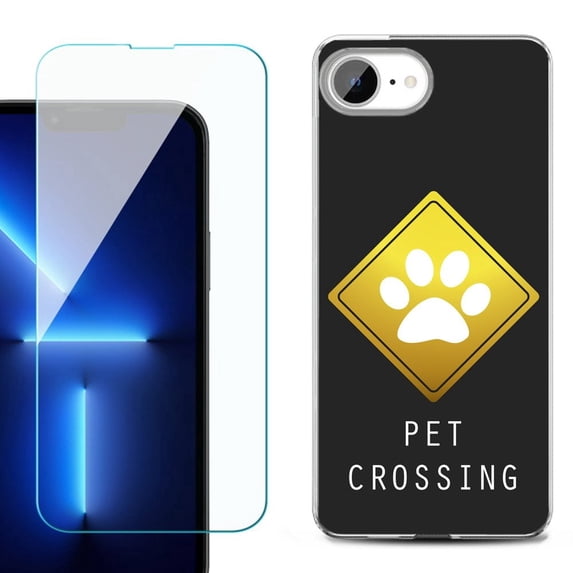 For For iPhone 16e Phone Case Cover, Shockproof Case with Tempered Glass Screen Protector, by OneToughShield - Pet Crossing