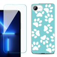 thumbnail image 1 of For For iPhone 16e Phone Case Cover, Shockproof Case with Tempered Glass Screen Protector, by OneToughShield - Pet Paw / Teal, 1 of 2