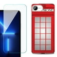 thumbnail image 1 of For For iPhone 16e Phone Case Cover, Shockproof Case with Tempered Glass Screen Protector, by OneToughShield - Phone Booth Red, 1 of 2