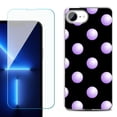 thumbnail image 1 of For For iPhone 16e Phone Case Cover, Shockproof Case with Tempered Glass Screen Protector, by OneToughShield - Polka Dot / Purple, 1 of 2