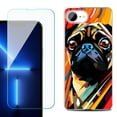 thumbnail image 1 of For For iPhone 16e Phone Case Cover, Shockproof Case with Tempered Glass Screen Protector, by OneToughShield - Pug Art, 1 of 2