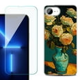 thumbnail image 1 of For For iPhone 16e Phone Case Cover, Shockproof Case with Tempered Glass Screen Protector, by OneToughShield - Roses in a vase, 1 of 2