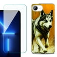 thumbnail image 1 of For For iPhone 16e Phone Case Cover, Shockproof Case with Tempered Glass Screen Protector, by OneToughShield - Running Husky, 1 of 2