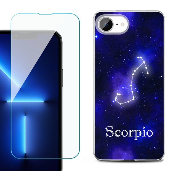 For For iPhone 16e Phone Case Cover, Shockproof Case with Tempered Glass Screen Protector, by OneToughShield - Scorpio