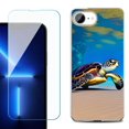 thumbnail image 1 of For For iPhone 16e Phone Case Cover, Shockproof Case with Tempered Glass Screen Protector, by OneToughShield - Sea Turtle Beach, 1 of 2