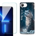 thumbnail image 1 of For For iPhone 16e Phone Case Cover, Shockproof Case with Tempered Glass Screen Protector, by OneToughShield - Snow Leopard, 1 of 2