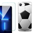 thumbnail image 1 of For For iPhone 16e Phone Case Cover, Shockproof Case with Tempered Glass Screen Protector, by OneToughShield - Soccer, 1 of 2