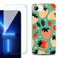 thumbnail image 1 of For For iPhone 16e Phone Case Cover, Shockproof Case with Tempered Glass Screen Protector, by OneToughShield - Stawberry Mix, 1 of 2