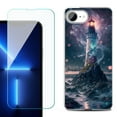 thumbnail image 1 of For For iPhone 16e Phone Case Cover, Shockproof Case with Tempered Glass Screen Protector, by OneToughShield - Surreal Lighthouse, 1 of 2