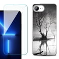 thumbnail image 1 of For For iPhone 16e Phone Case Cover, Shockproof Case with Tempered Glass Screen Protector, by OneToughShield - Tree BW, 1 of 2