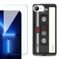 thumbnail image 1 of For For iPhone 16e Phone Case Cover, Shockproof Case with Tempered Glass Screen Protector, by OneToughShield - Vintage Cassette, 1 of 2