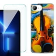 thumbnail image 1 of For For iPhone 16e Phone Case Cover, Shockproof Case with Tempered Glass Screen Protector, by OneToughShield - Violin, 1 of 2