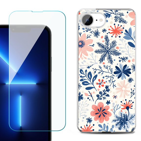 For For iPhone 16e Phone Case Cover, Shockproof Case with Tempered Glass Screen Protector, by OneToughShield - Winter Season