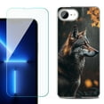 thumbnail image 1 of For For iPhone 16e Phone Case Cover, Shockproof Case with Tempered Glass Screen Protector, by OneToughShield - Wolf Autumn, 1 of 2