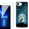 thumbnail image 1 of For For iPhone 16e Phone Case Cover, Shockproof Case with Tempered Glass Screen Protector, by OneToughShield - Wolf Moon, 1 of 2