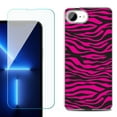 thumbnail image 1 of For For iPhone 16e Phone Case Cover, Shockproof Case with Tempered Glass Screen Protector, by OneToughShield - Zebra Pink, 1 of 2