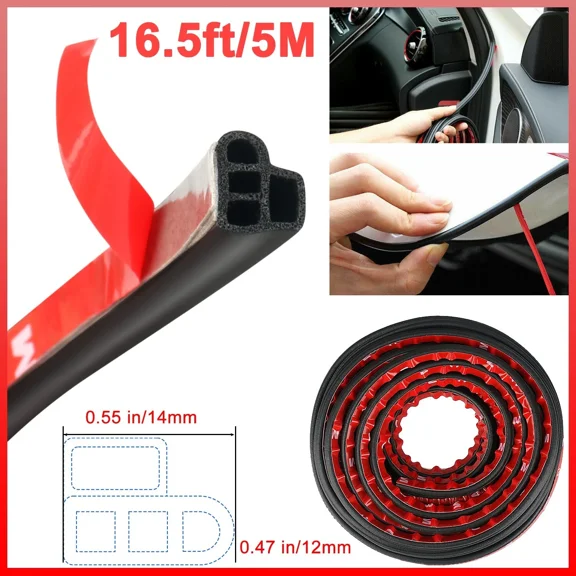 For Ford 16.5Ft Car Door Edge Rubber Seal Weather Strip L Shape Accessories