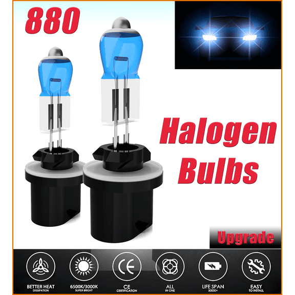 For Ford Caliber 2007-2010,880 Halogen Fog Light Replacement Bulbs White 880 6000K Automotive Bulb