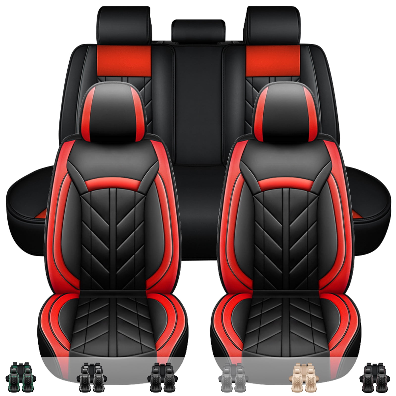 For Ford Car Seat Cover, Waterproof 5 Seats Pu Leather Auto Cushion Protector, Front&Rear Seat