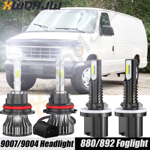 For Ford E-350 Econoline 1994-2000 9007/9004 Led Headlight Bulbs Hi/Lo Beam+880/892 Fog Light Bulbs