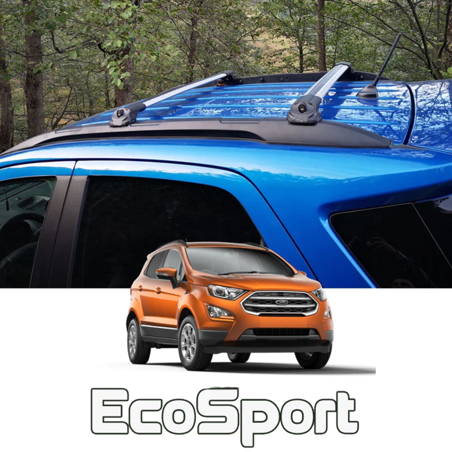 For Ford EcoSport 2018 Up Roof Rack System Aluminium Cross Bar Metal Bracket Lockable Black Walmart