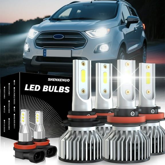 For Ford Ecosport 2018 2019 2020 Led Headlight Bulbs 9005 H11 High&Low Beam H11 Fog Light 500% Brighter than Halogen 6pcs