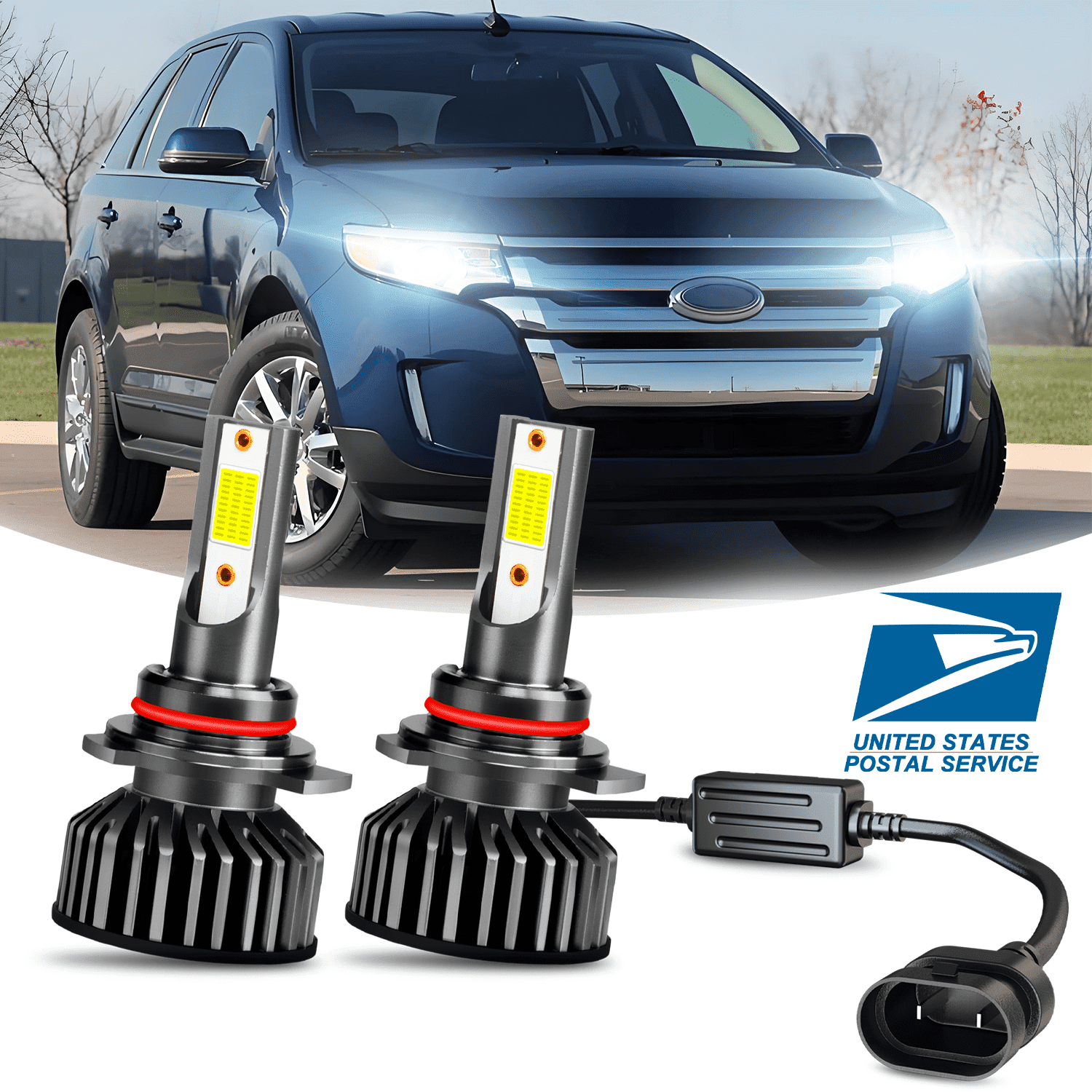 For Ford Edge 2011 2012 2013 2014 LED Headlight Bulbs 9012 Long Life Bulb, Plug and Play, Pack of 2
