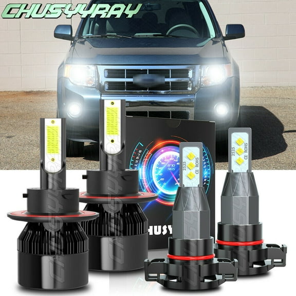 For Ford Escape 2008-2012 - 4X 6000K LED Headlights + Fog Light Bulbs Combo Kit