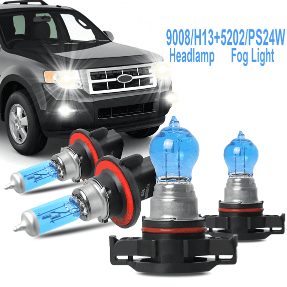 For Ford Escape 2008-2012 Halogen Headlight High/Low Beam Fog Light Bulbs 4pcs