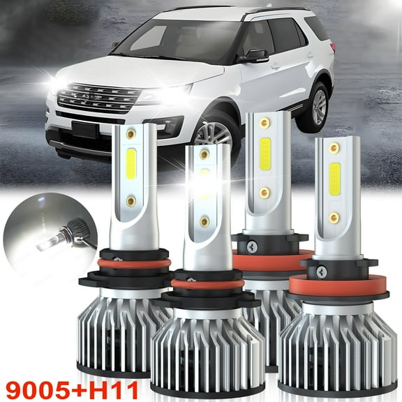 For Ford Escape 2013 -2017 2018 2019 LED Headlight Bulbs 9005 High Beam + H11 Low Beam Pack of 4,SHENKENU