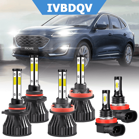 For Ford Escape 2017-2019 with projector LED Headlight Bulbs 9005 High+H11Low Beam+H11 Fog Light Combo Kit 6Pcs