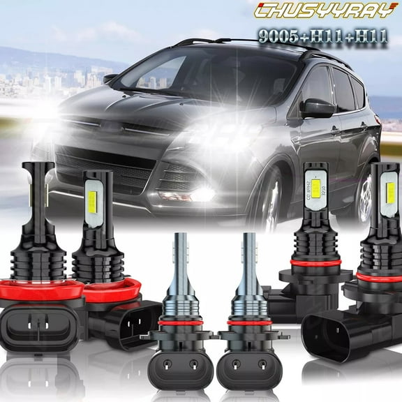 For Ford Escape 2017-2020 LED Headlight High Low Beam Fog Light Bulbs Kit 6000K White 6 Pack