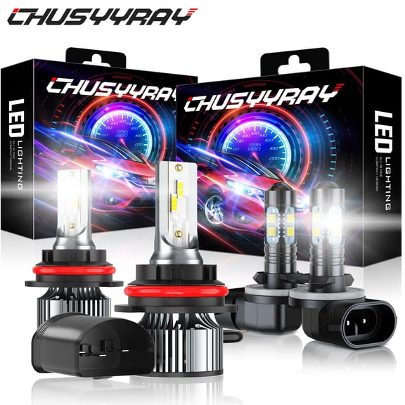 For Ford Escort 1998-2003 6000K 9007 LED Headlight Bulbs Hi&Lo Beam + 881 Fog Light Bulbs 4X