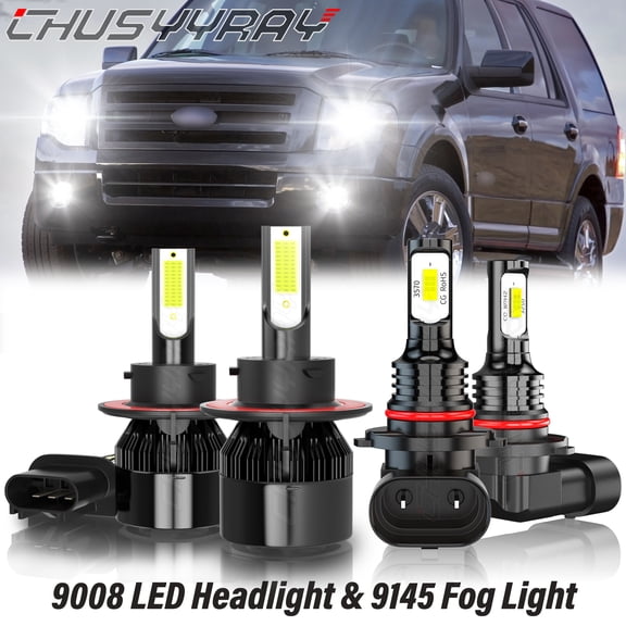 For Ford Expedition 2007-2014 LED Headlight High Low Dual Beam Fog Light Bulbs Kit 6000K White 4x