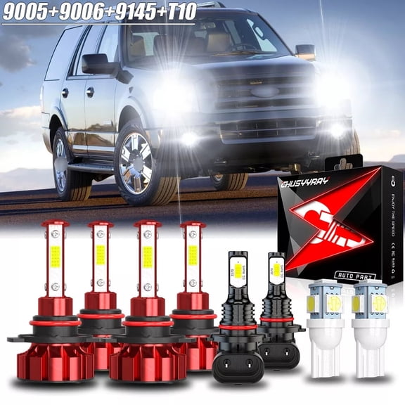 For Ford Explorer 2002 2003 2004 2005 - LED Headlight High Low Beam Fog Light Bulbs Kit 6000K White 6x