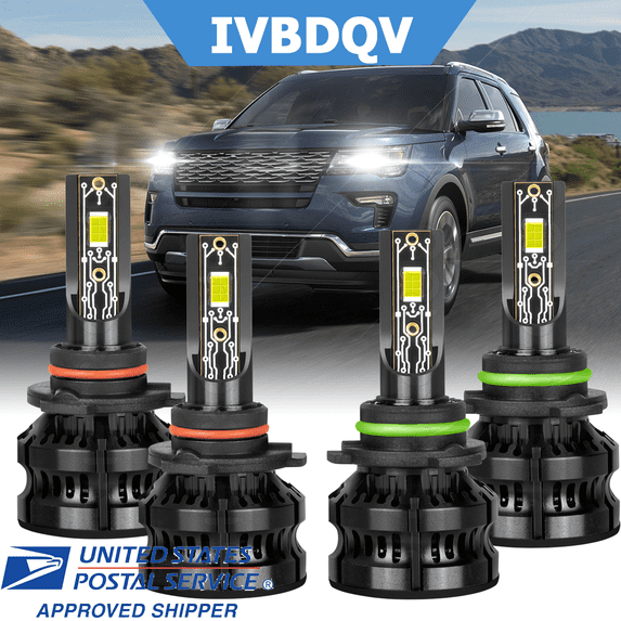 For Ford Explorer 2002-2005 LED Headlight Bulbs 9005+9006 High Low Beam Combo Kits