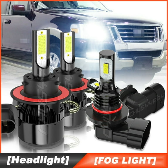 For Ford Explorer 2006 2007 2008 2009 2010 H13 H10 LED Headlight+Fog Light Bulbs