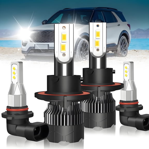 For Ford Explorer 2006 2007 2008 2009 2010 LED Headlight & Fog Light Bulbs 500% Brightness 6000K Cool White Plug and Play
