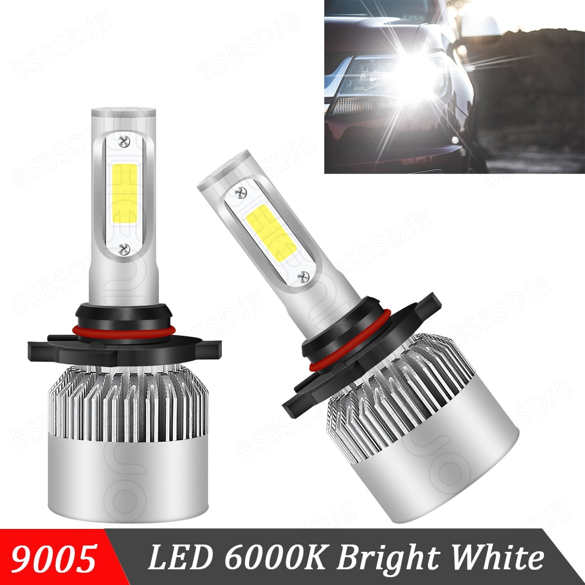 For Ford Explorer 2011-2015 6000K Bright White LED Headlight Bulbs Kit 9005  - Walmart.com, image size:1200x1200