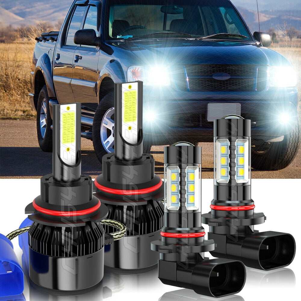 For Ford Explorer Sport Trac 2001-2005 LED Headlight Hi/Lo+Fog Light Bulbs Combo