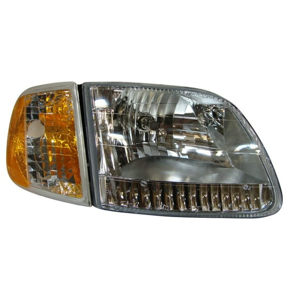 For Ford F-150 1996 1997 Headlight Assembly Passenger Side w/ Bracket Diamond Design Pickup | FO2503282