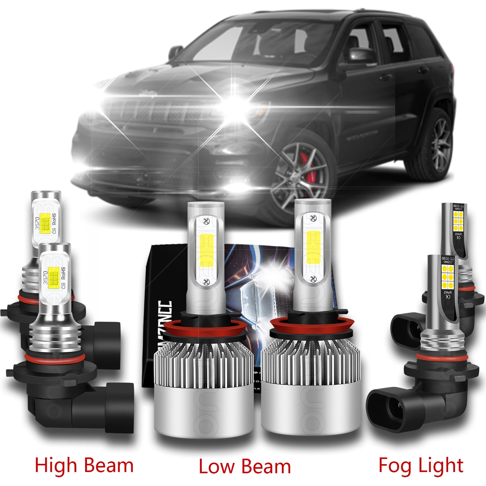 For Ford F-150 2015 2016 2018 2019 2020 LED Headlight Bulbs Kit High/low Beam + Fog Light 6pcs
