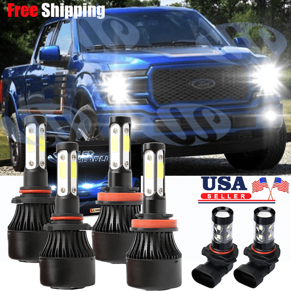 For Ford F-150 2015-2019 4-Side LED Headlight High/Lo +Fog Light Bulbs ...