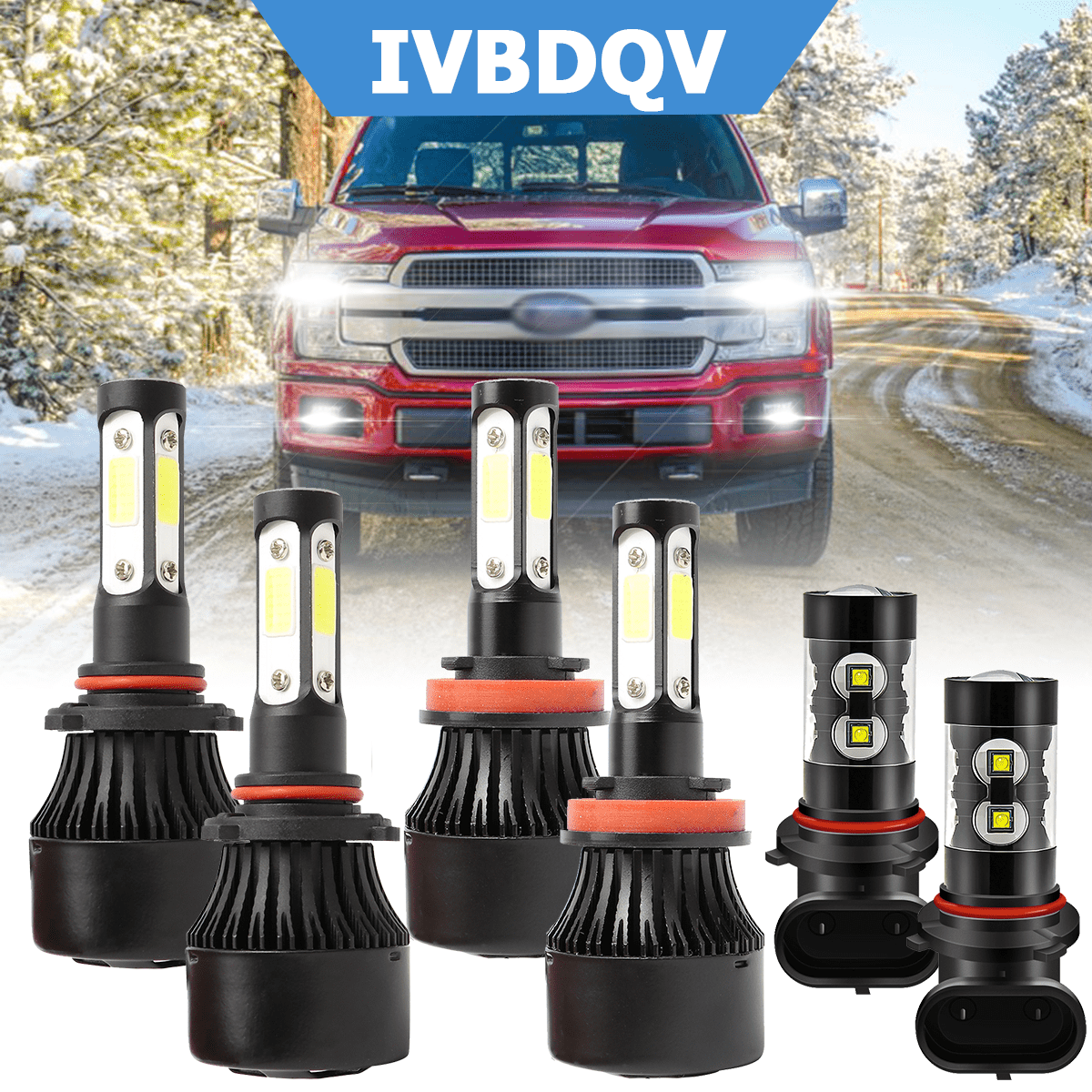 For Ford F-150 2015-2020 LED Headlight 9005 High+H11 Low Beam+9145 Fog