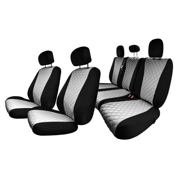 For Ford F-150 2015-2024 & F-250 F-350 F450 2017-2022 FH Group Neoprene Custom Fit Truck Car Seat Covers Full Set - Gray