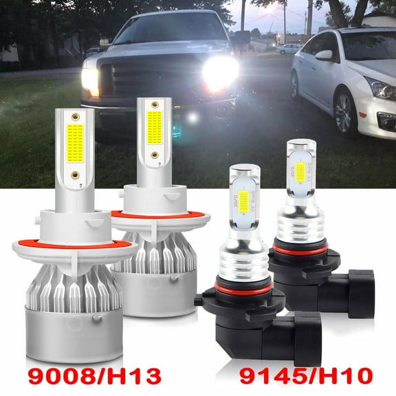 For Ford F-250 2005-2020 Headlights 12000LM 9008 H13 High and Low Beam 9145 Fog Light Led Bulbs 4pc