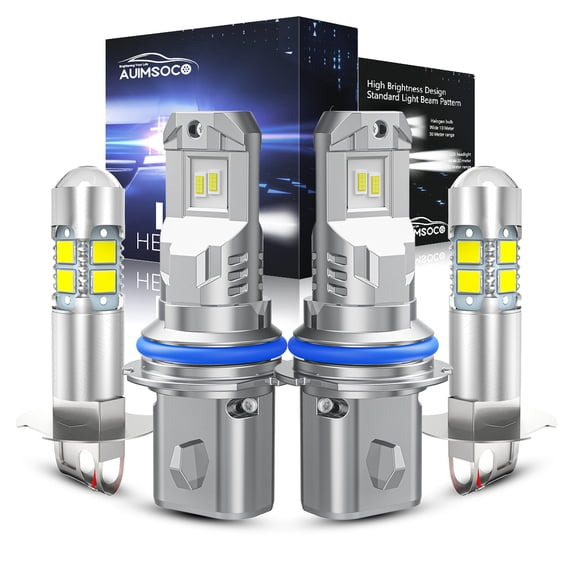 For Ford F-250 HD 1997 4Pcs LED Headlights & Fog Light Bulbs Kit Bright White Easy Install No Hyper Flash