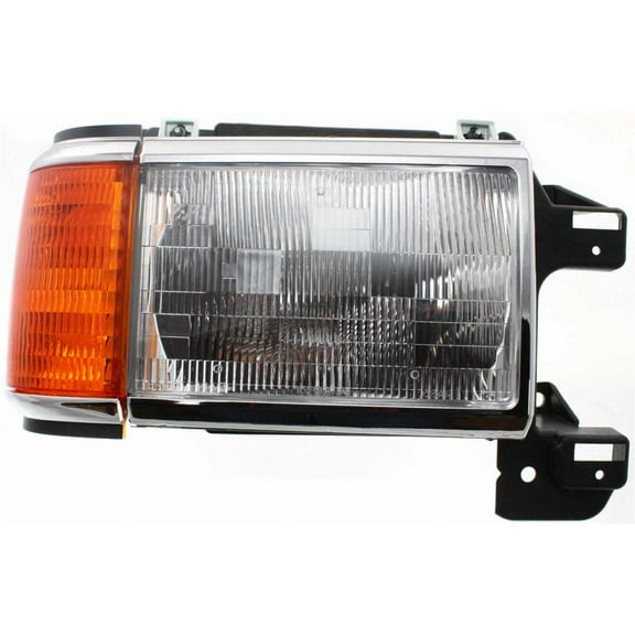 For Ford F-Pickup/Bronco 1987-1991 Headlight Assembly Unit Passenger Side w/Chrome & Black Trim FO2503105