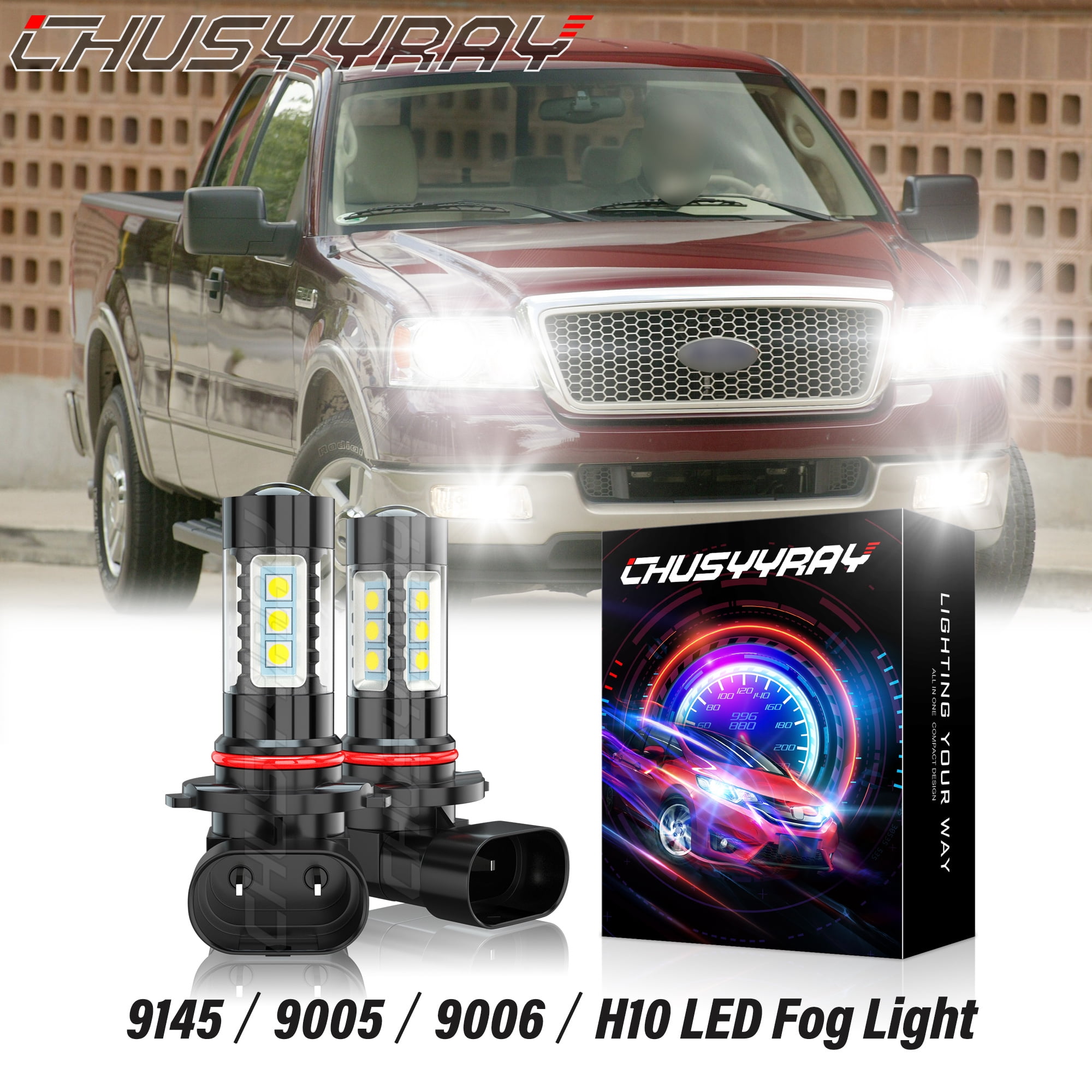 Lumière Led LED Fog Light Bulbs For Ford F150 F250 F350 - 9145/9140/H10 6000K White 300% Brighter 2017 Ford F250 Fog Lights - Foto 6