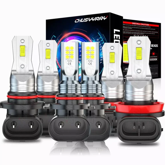 For Ford F150 2015-2022 Front LED Headlights High-Low Beam + Fog Light Bulbs Kit